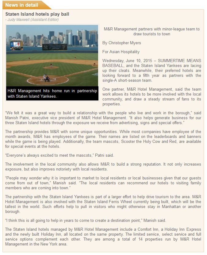 Asian Hospitality Staten Island Yankees